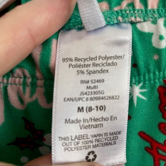 Holiday Pajama Set Christmas Greetings Red, White & Green Joyspun Women's Medium - Picture 9 of 13